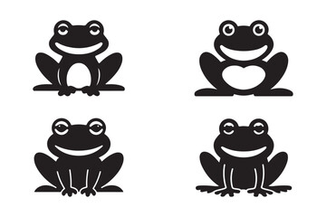 Set of Cute Frog Silhouette Designs for Creative Projects and Clipart