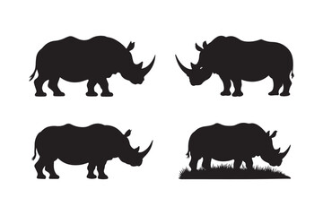 Set of Rhino Silhouettes Perfect for Wildlife and Nature-Themed Designs