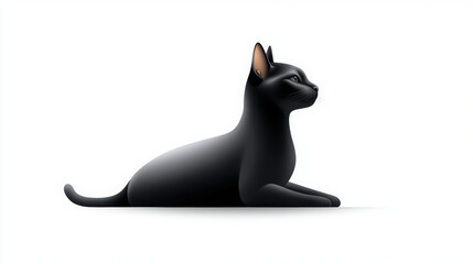 sleek black cat silhouette on white background