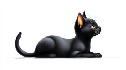 sleek black cat silhouette with bright eyes and alert ears