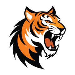 tiger head isolated on white background 