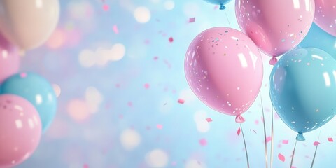 Pastel Pink and Blue Balloons Celebration Festive Party Background Image
