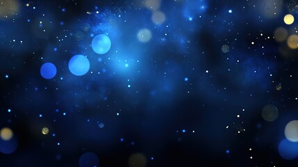Fototapeta premium Abstract dark blue and gold particle background with Christmas golden light bokeh