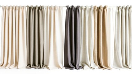 Neutral colored curtains hanging on a curtain rod