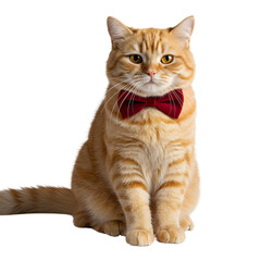 Fototapeta premium A cute cat wearing a tiny bowtie. png isolated background. transparent background.