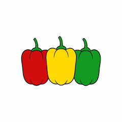 Bell pepper trio red yellow vector art illustration