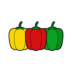 Bell pepper trio red yellow vector art illustration