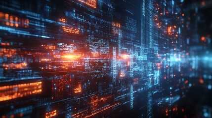 Obraz premium Futuristic data transmission visualization digital space abstract art