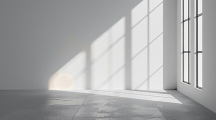 Obraz premium Sunlit Minimalist Interior: A Study in Light and Shadow