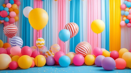 Colorful balloon decorations for birthday party fun atmosphere