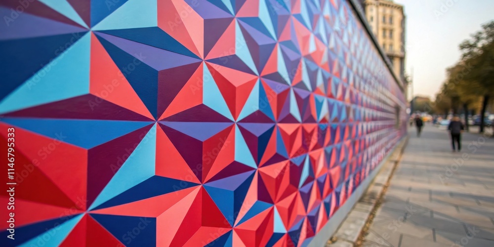 Aufkleber a geometric patterned wall stands out against a backdrop of muted colors, providing a visual feast o