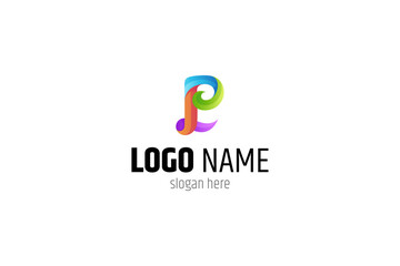 Abstract P logo with multiple gradient color