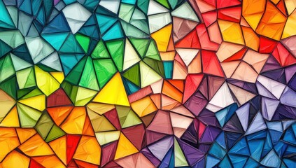 Colorful mosaic background with vibrant colors and geometric shapes for creative design, mosaic pattern, colorful mosaic, mosaic texture, mosaic background, mosaic art style, mosaic wall art