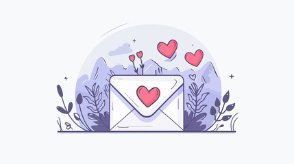 Envelope with Heart Icon Flat Vector Illustration