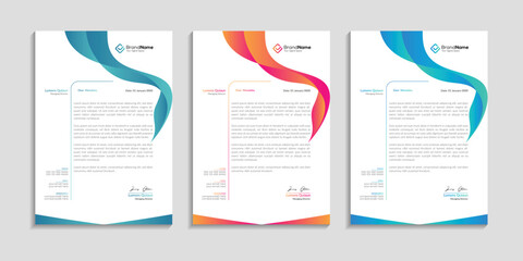Creative and Professional Letterhead Design for Businesses, Branding, Corporate Identity, Custom Stationery, Print-Ready, Color Gradient Templates