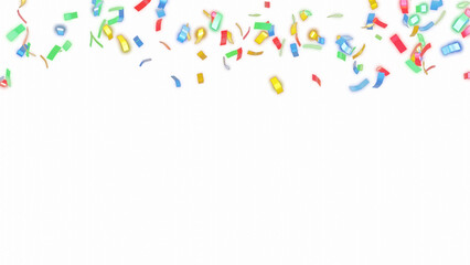 colourful confetti background for celebrations birthday party surprise concept, transparent background in png format