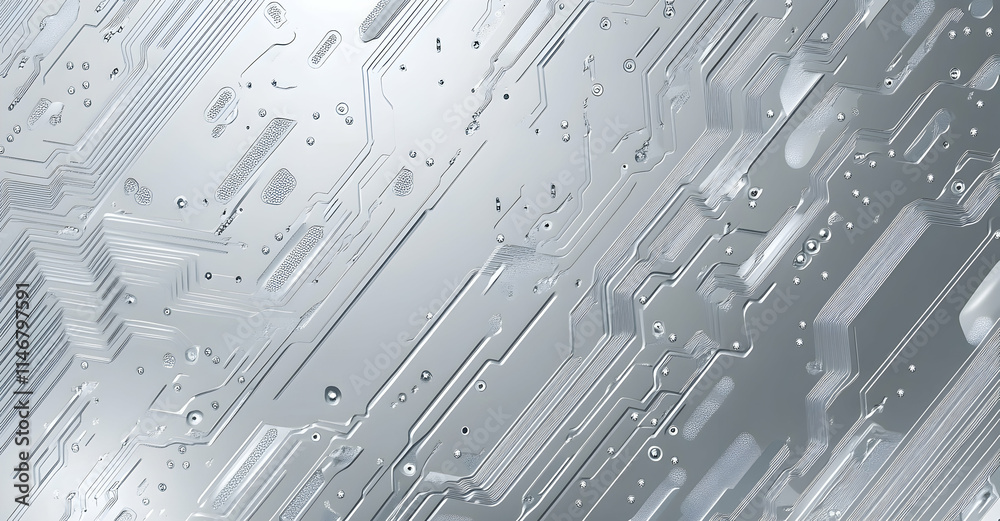 Poster circuit board vector background with gray circuit lines on a white background