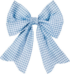 Blue and white checkered ribbon with a bow