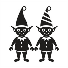 Fototapeta premium Christmas Elves Silhouette Vector Art Illustration