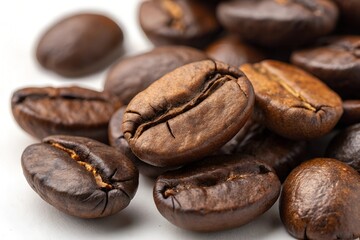 Closeup of roasted coffee beans