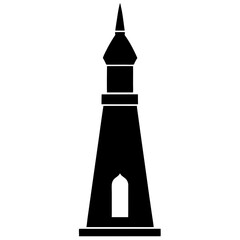 Black Minaret on solid white background