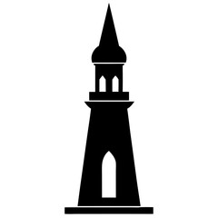Black Minaret on solid white background