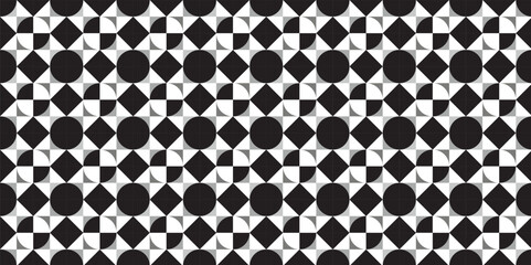 Abstract geometric Seamless Black and white pattern. Scandinavian design. Simple and modern tile
