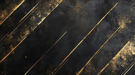 Fototapeta premium A stylish black and gold luxury background, featuring a distressed grunge texture with shimmering golden lines elegantly intersecting, creating a refined, high-end feel