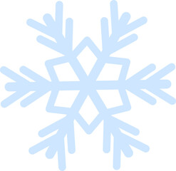Light blue snowflake featuring six symmetrical branches, capturing the essence of winter and Christmas. Evoking cold weather and frozen water, this delicate design embodies seasonal beauty