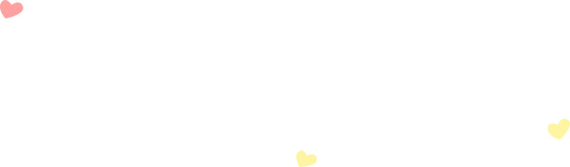 Minimalist illustration featuring three hearts in pastel pink and yellow colors floating on a clean white background, creating a simple yet charming design