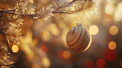 Obraz premium Handmade Wooden Christmas Ornament - Detailed Close-Up Shot