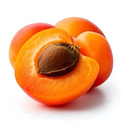 Apricot on white background, golden-orange skin and natural sweetness, fresh apricot and summer...