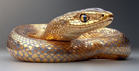 Obraz premium A Snake with a Gold and Silver Pattern.
