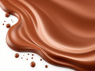 A smooth, flowing layer of chocolate with droplets, evoking a rich, indulgent texture.