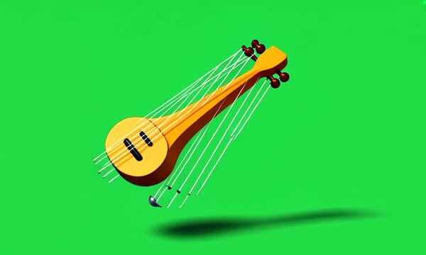 Lyre 3D cartoon on a green background
