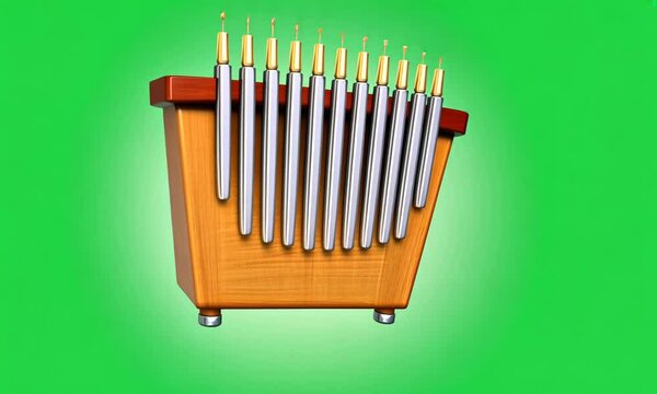 Kalimba 3D cartoon on a green background