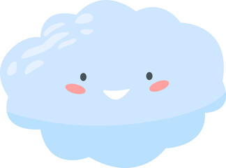 Cartoon illustration of a happy and smiling light blue cloud floating in the sky, perfect for children s books, educational materials, or any project that needs a touch of whimsy