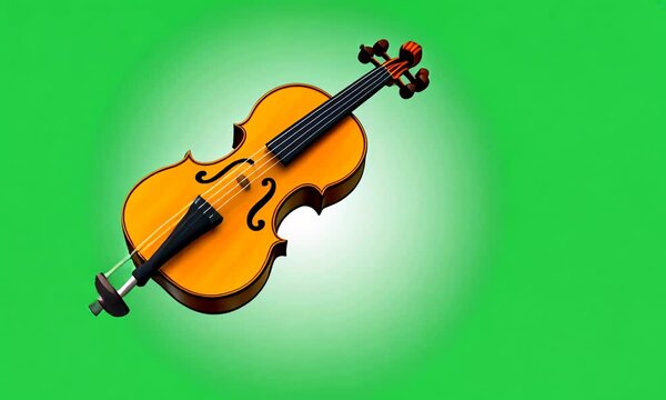Violin 3D cartoon on a green background