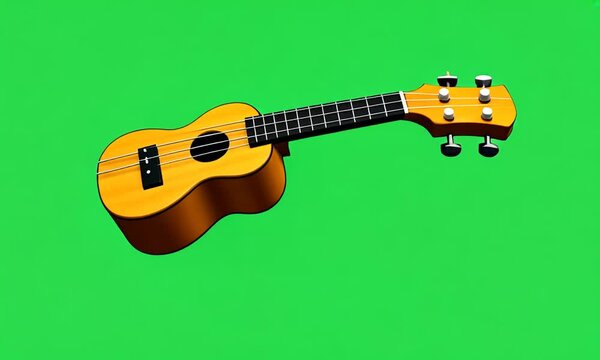 Ukulele 3D cartoon on a green background