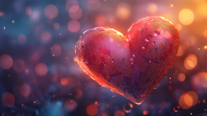 Valentine’s Day concept with abstract pink heart lights and bokeh effects