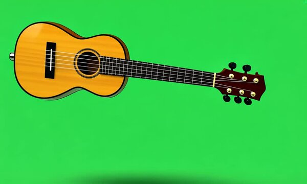 Mandolin 3D cartoon on a green background