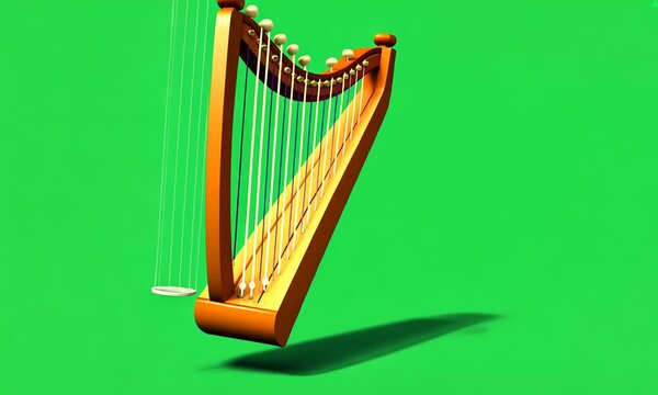 Harp 3D cartoon on a green background