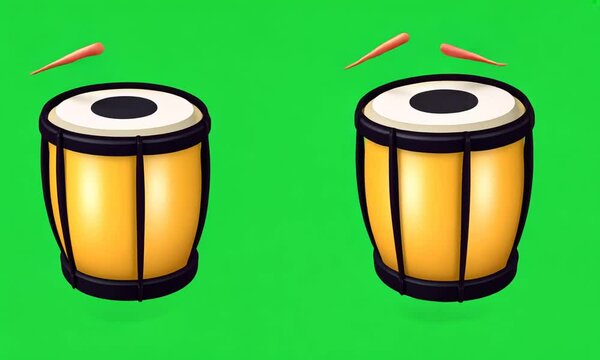Congas 3D cartoon on a green background
