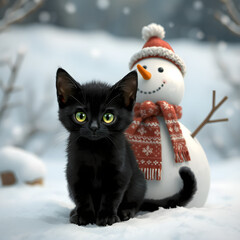 Kitten in the snow 