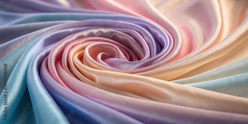 Poster A soft, iridescent fabric swirls in a mesmerizing pattern of pastels, creating a textured tapestry of color and gentle folds.