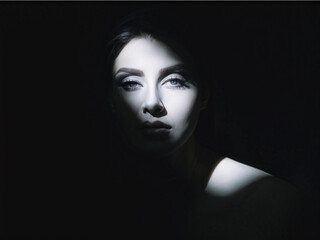 Fototapeta premium Dramatic Interplay of Light and Shadow on a Face