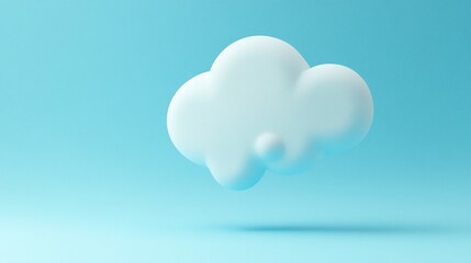 3D rendering of a white cloud icon on a light blue background.