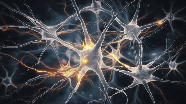 Detailed 3D Illustration of Interconnected Neurons