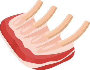 Raw rack of lamb featuring rib bones, perfect for grilling, roasting, or pan frying, delivering a delicious and tender culinary experience for any meal © Frogella.stock