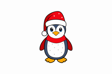 christmas penguin with santa hat